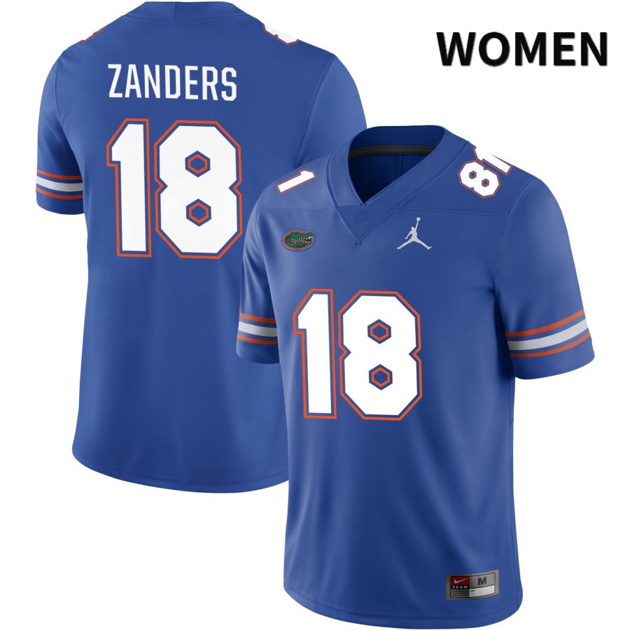 NCAA Florida Gators Dante Zanders Women's #18 Jordan Brand Royal 2022 NIL Stitched Authentic College Football Jersey QMA0264ED